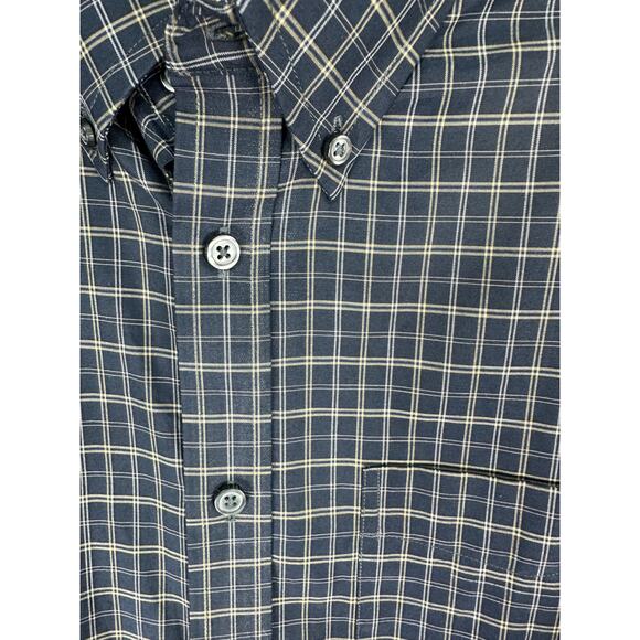 Eddie Bauer Men’s TL Relaxed Fit Plaid Button Front Shirt Blue Gray Cotton Blend - Picture 5 of 6